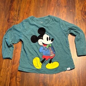 Disney Teal Mickey Mouse Long Sleeve Tee, kids size 4T